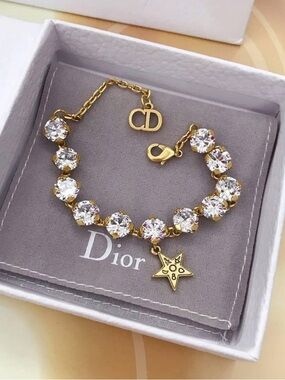 Dior Gold Crystal Star Charm Bracelet